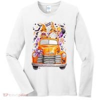 Gnome Halloween Boo Truck Women's Long Sleeve Shirt thumb 0