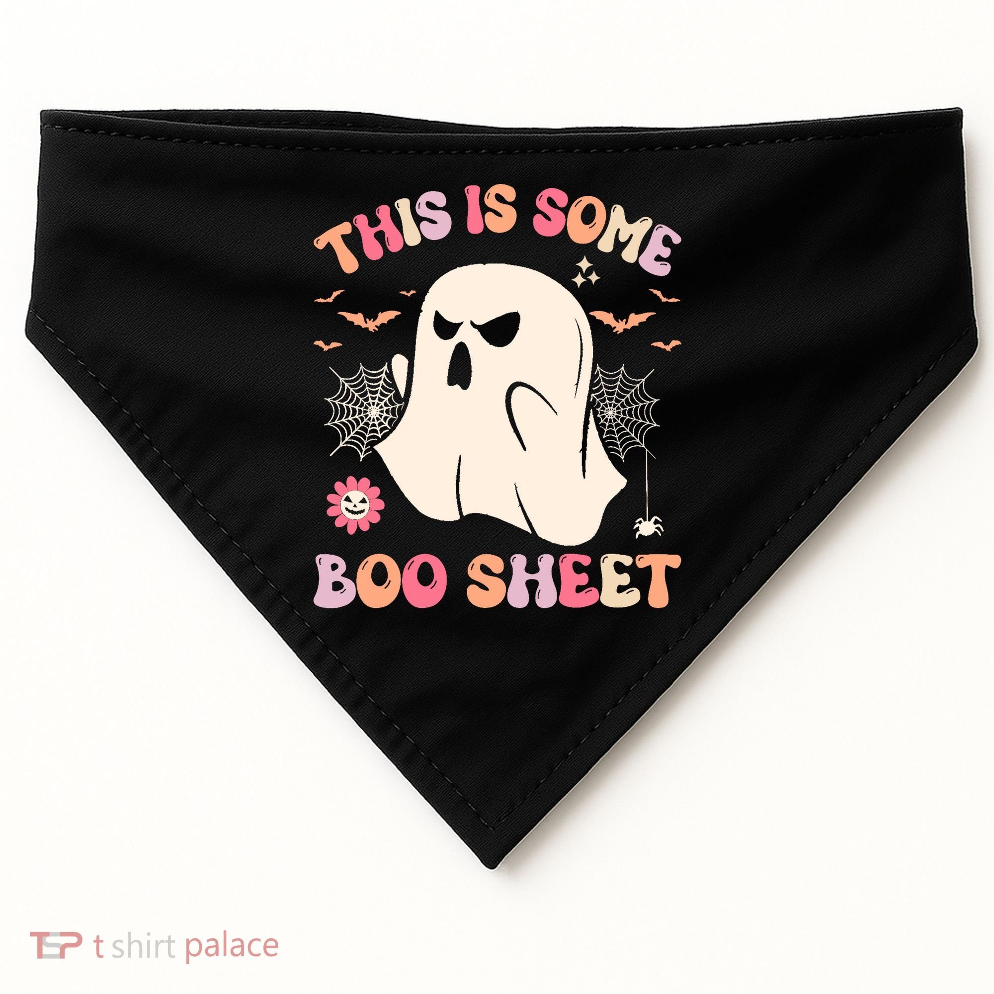 Groovy Halloween Boo Ghost Costume This Is Some Boo Sheet USA-Made Doggie Bandana