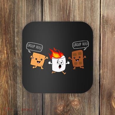Group Hug Camping Campfire Chocolate Marshmallow SMores Coaster