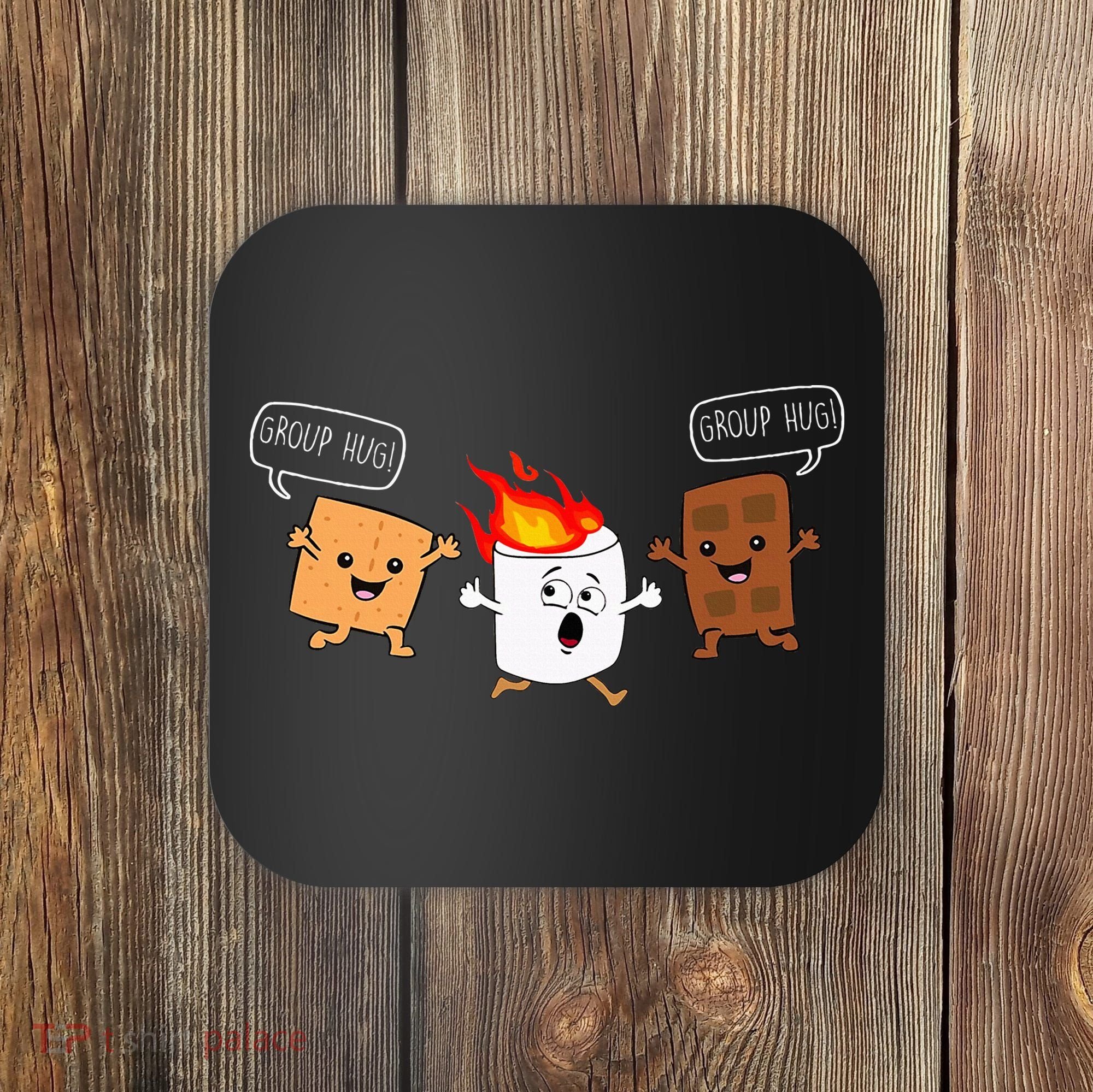 Group Hug Camping Campfire Chocolate Marshmallow SMores Coaster