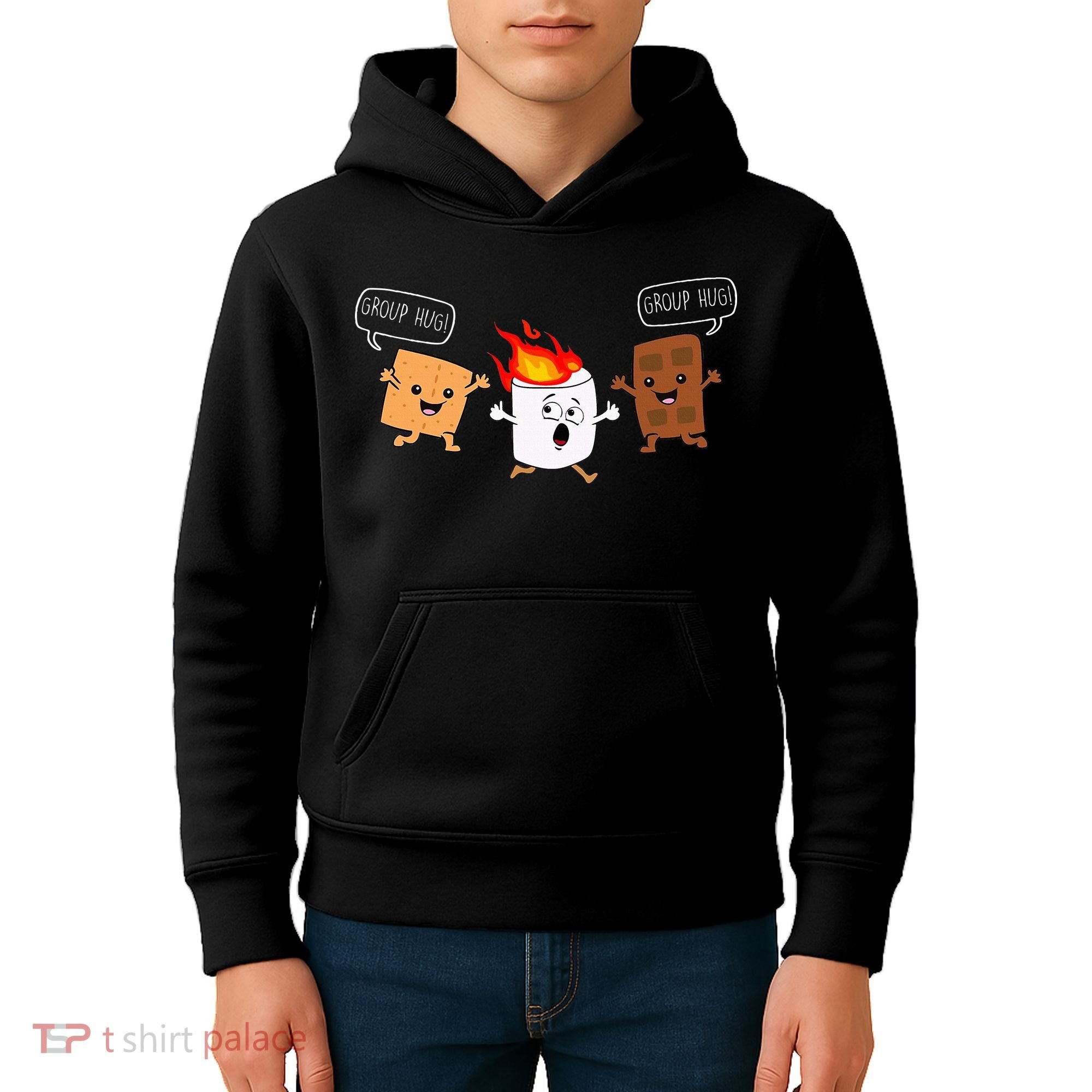 Group Hug Camping Campfire Chocolate Marshmallow SMores Kids Hoodie