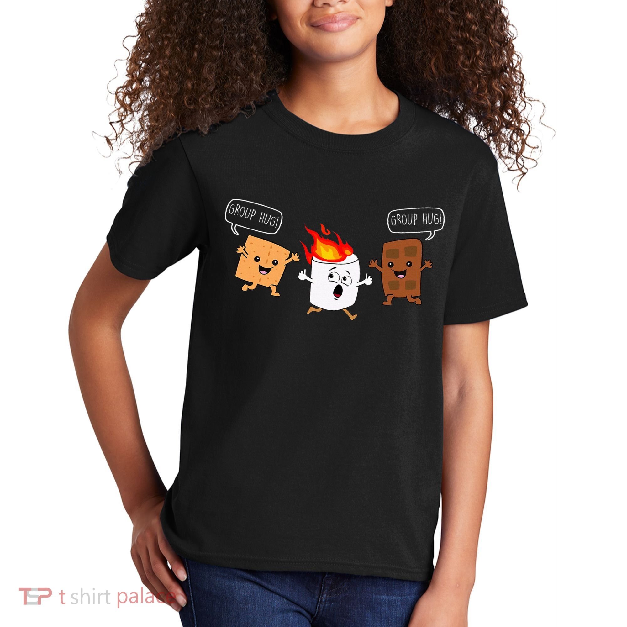 Group Hug Camping Campfire Chocolate Marshmallow SMores Kids T-Shirt