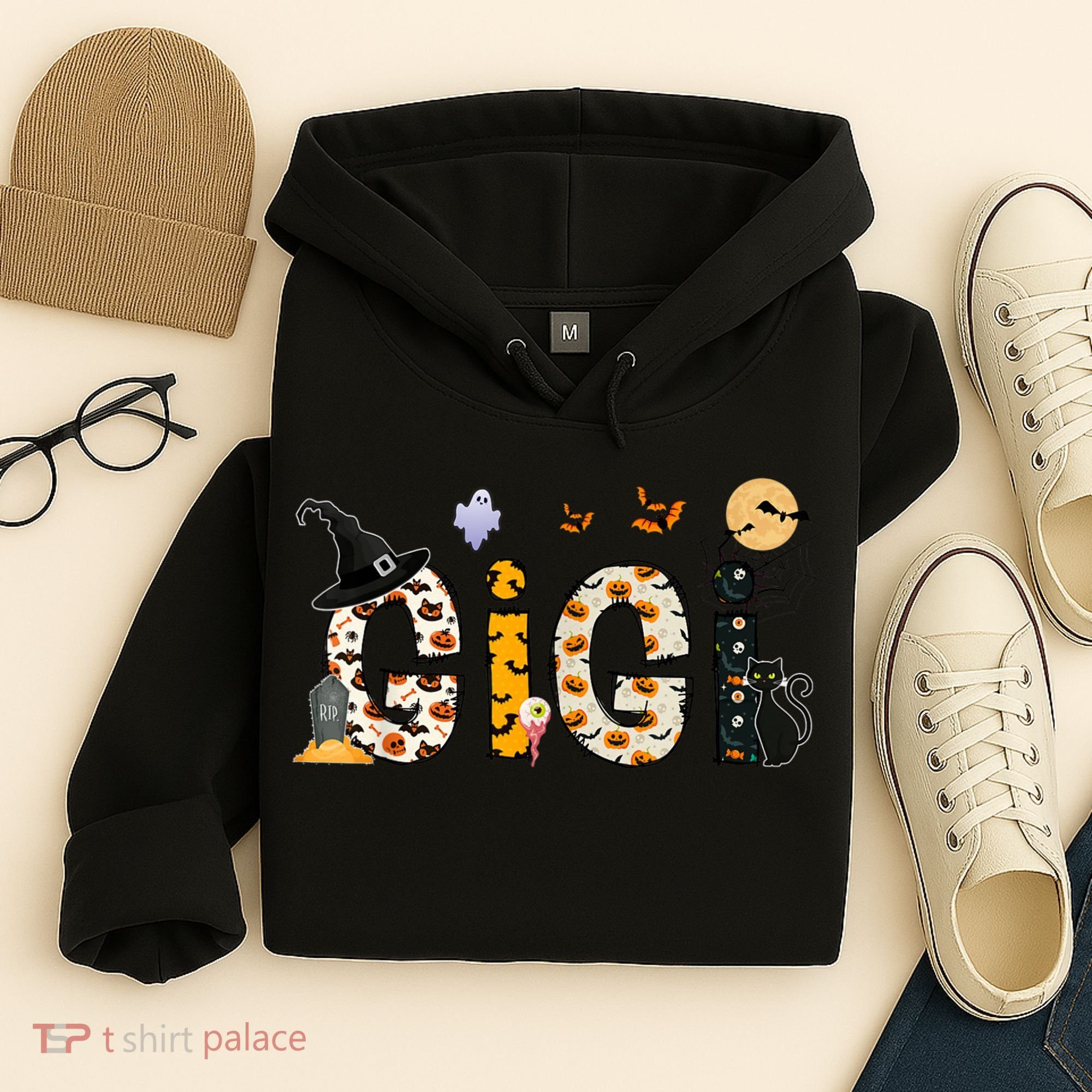 Gigi Halloween Costume Spider, Ghost, Pumpkin, Witch Hat Hoodie