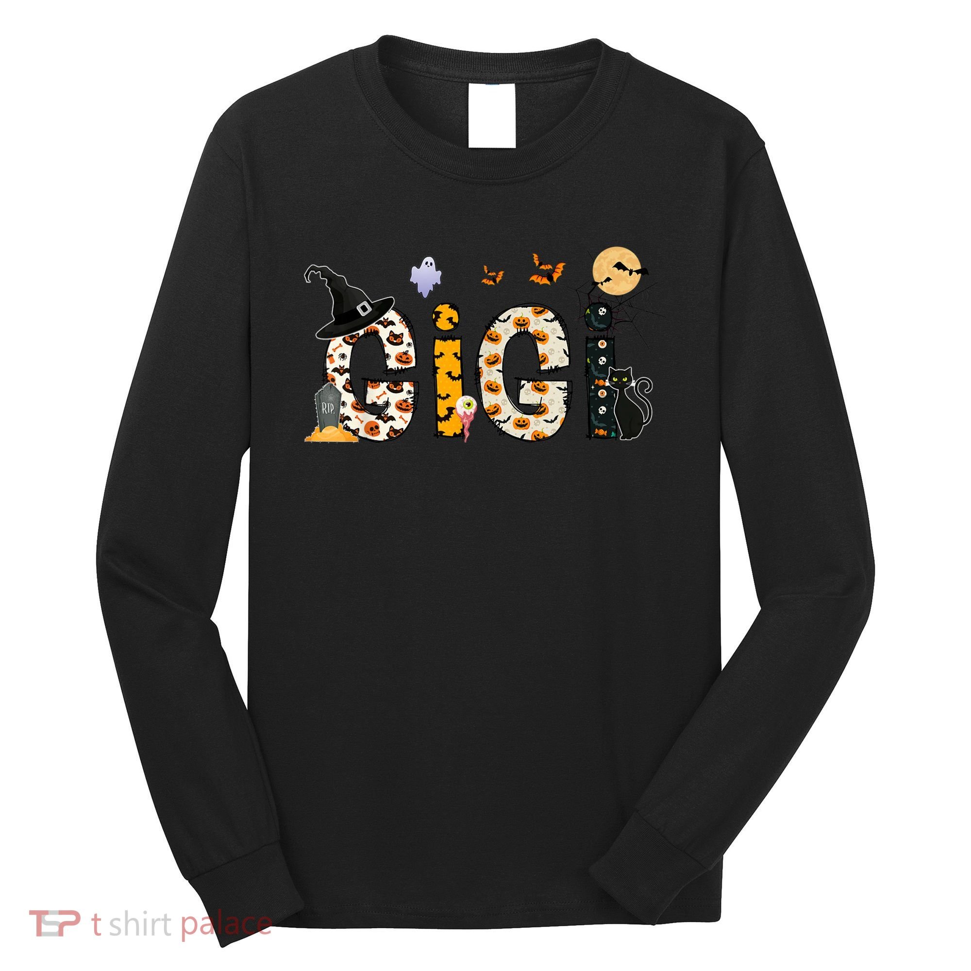 Gigi Halloween Costume Spider, Ghost, Pumpkin, Witch Hat Long Sleeve Shirt