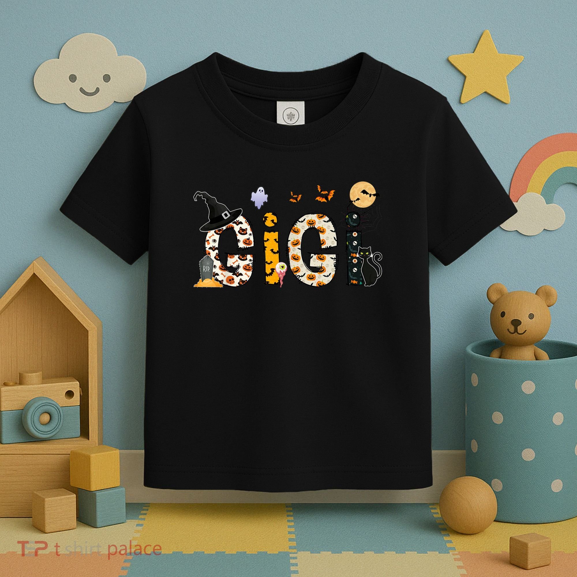 Gigi Halloween Costume Spider, Ghost, Pumpkin, Witch Hat Toddler T-Shirt