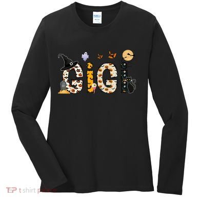 Gigi Halloween Costume Spider, Ghost, Pumpkin, Witch Hat Women's Long Sleeve Shirt