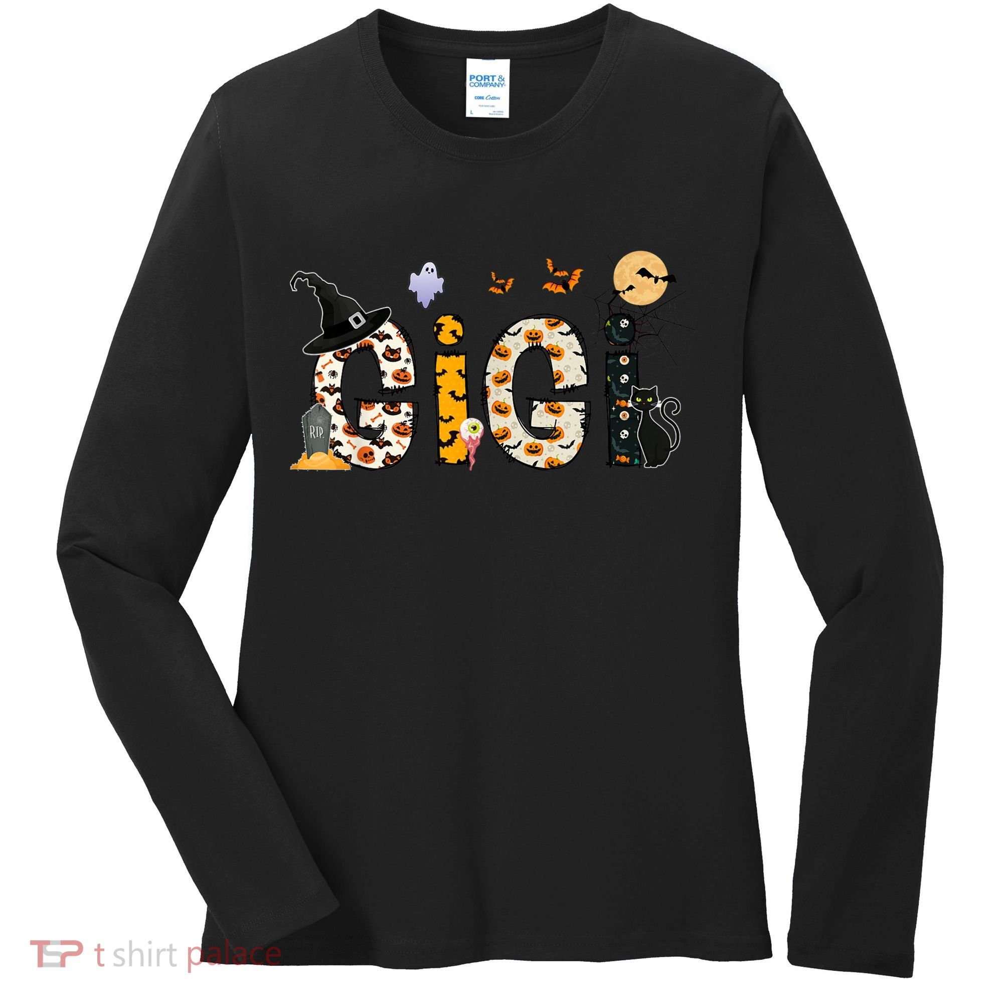 Gigi Halloween Costume Spider, Ghost, Pumpkin, Witch Hat Women's Long Sleeve Shirt
