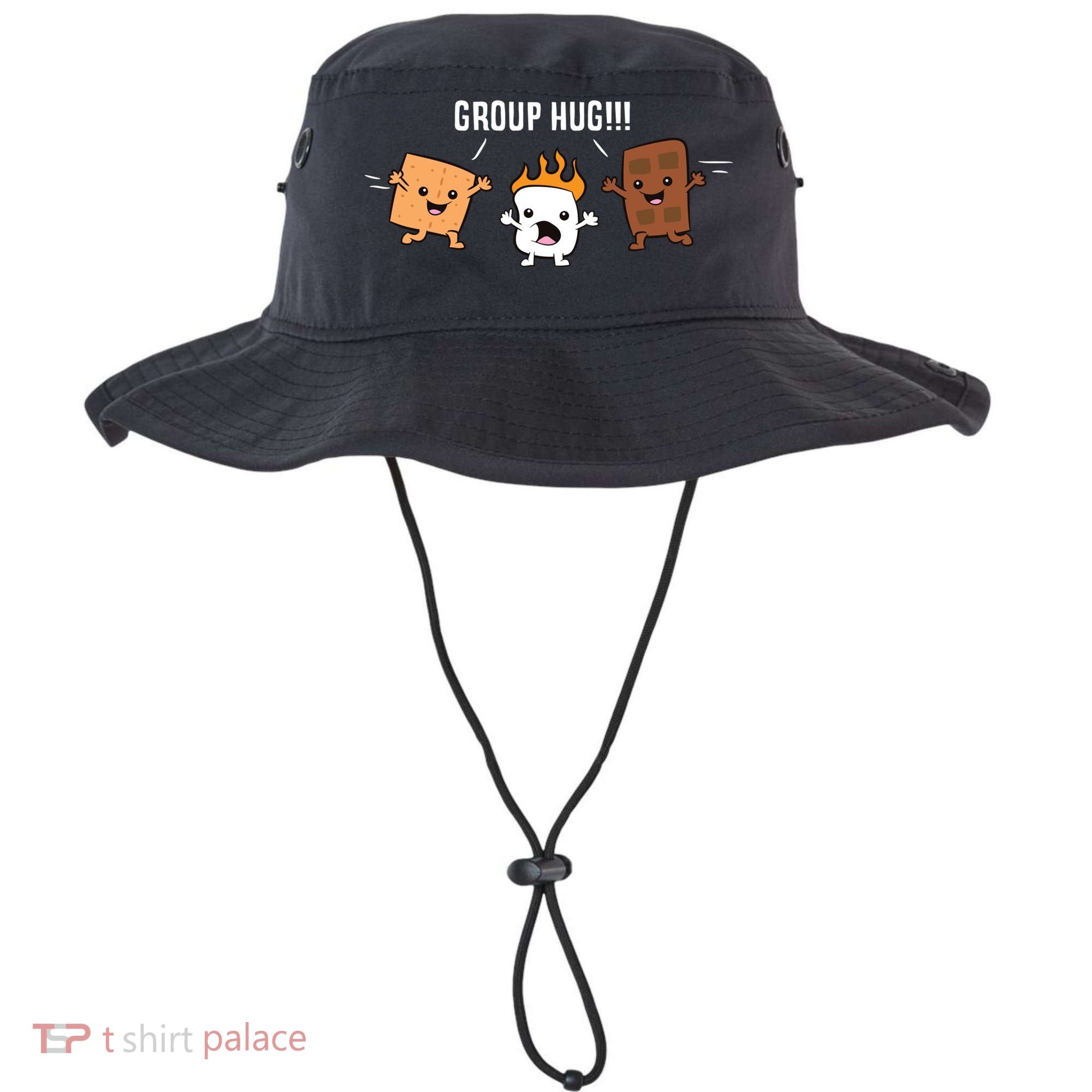Group Hug Camping Campfire Chocolate Marshmallow S'mores Gift Bucket Hat