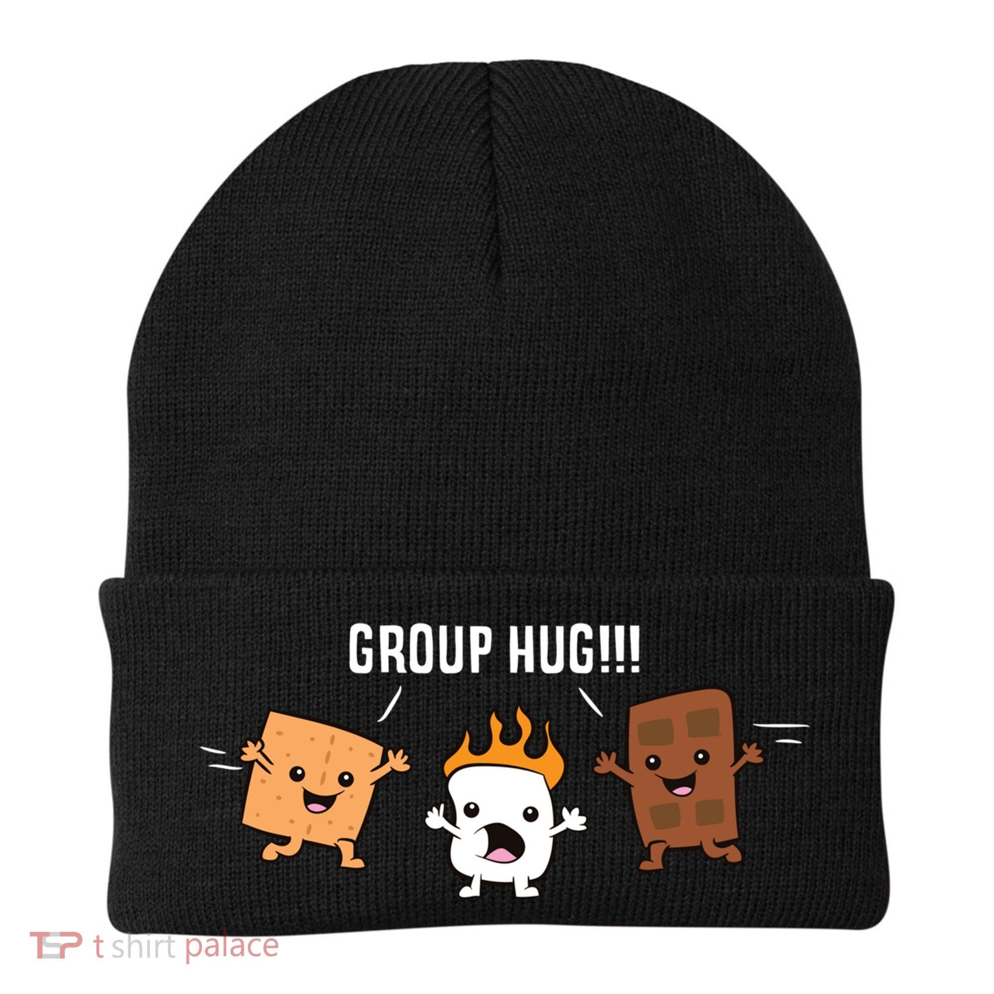 Group Hug Camping Campfire Chocolate Marshmallow S'mores Gift Beanie