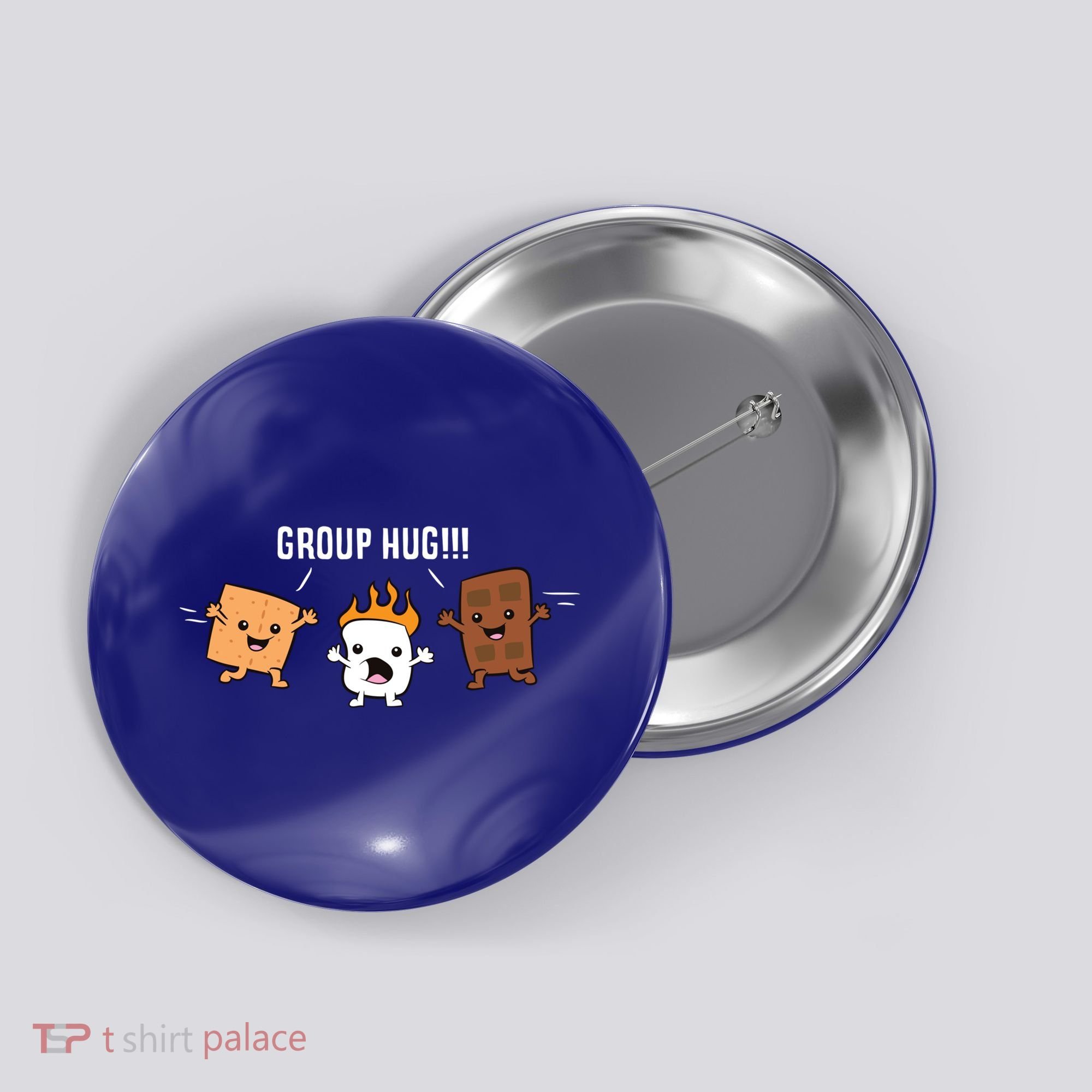 Group Hug Camping Campfire Chocolate Marshmallow S'mores Gift Button