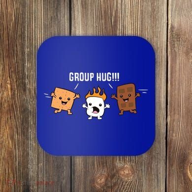 Group Hug Camping Campfire Chocolate Marshmallow S'mores Gift Coaster