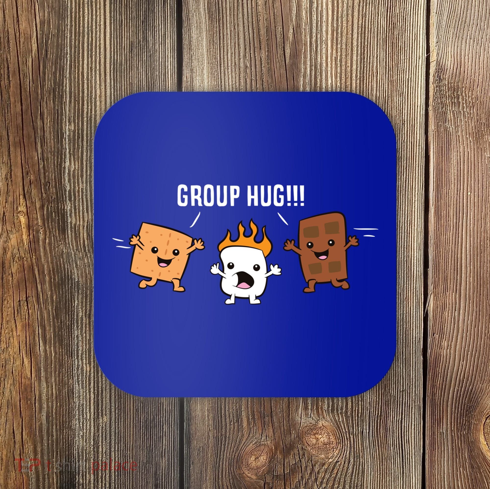 Group Hug Camping Campfire Chocolate Marshmallow S'mores Gift Coaster
