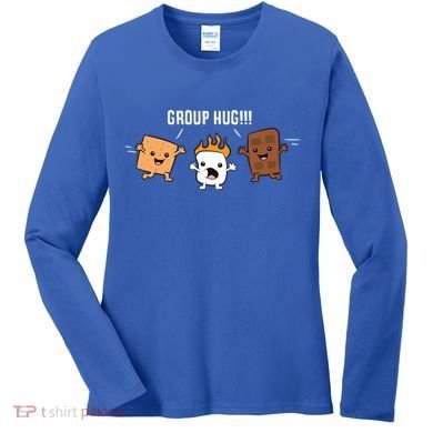 Group Hug Camping Campfire Chocolate Marshmallow S'mores Gift Women's Long Sleeve Shirt
