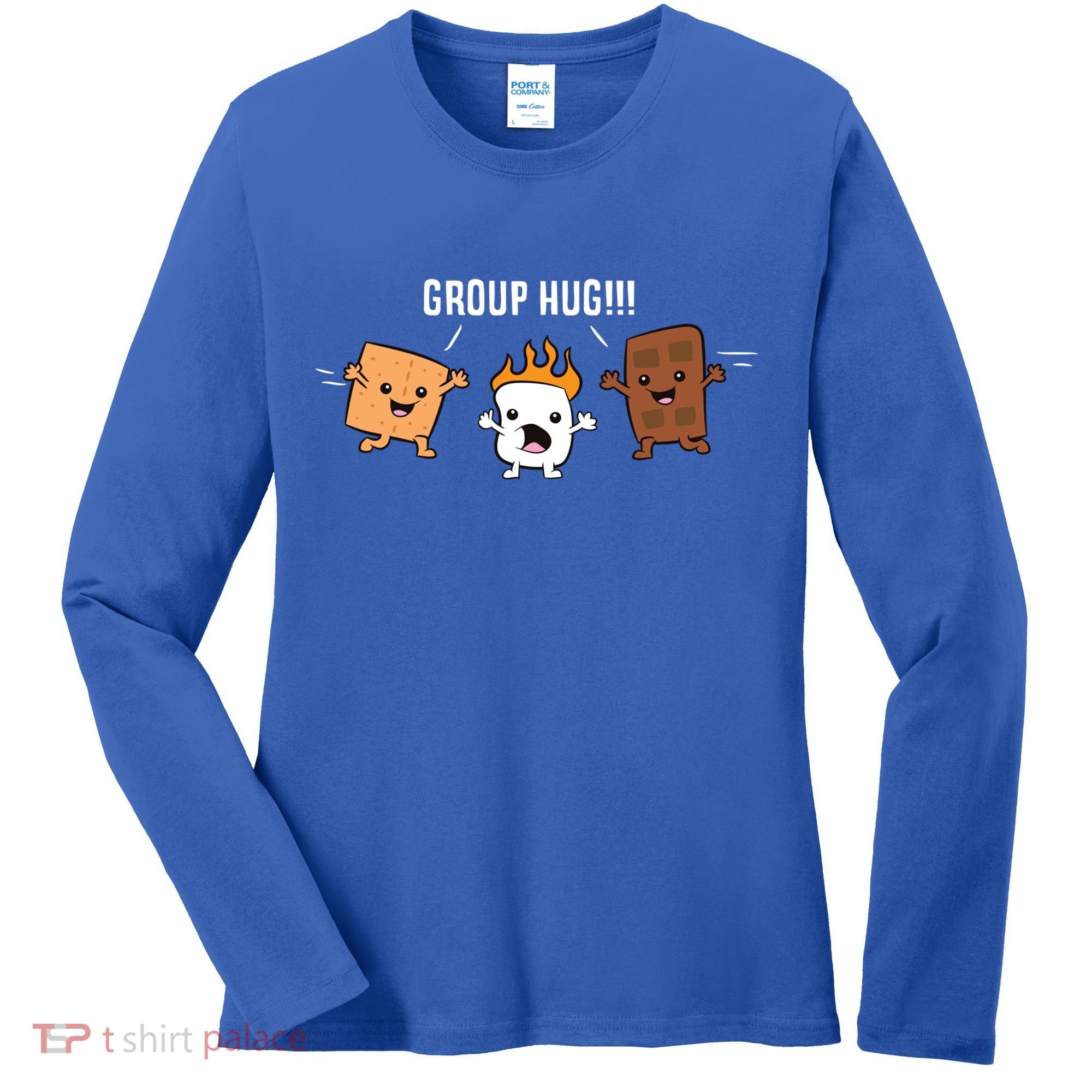 Group Hug Camping Campfire Chocolate Marshmallow S'mores Gift Women's Long Sleeve Shirt