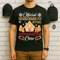 Gingerbread House Construction Crew Gingerbread T-Shirt thumb 6