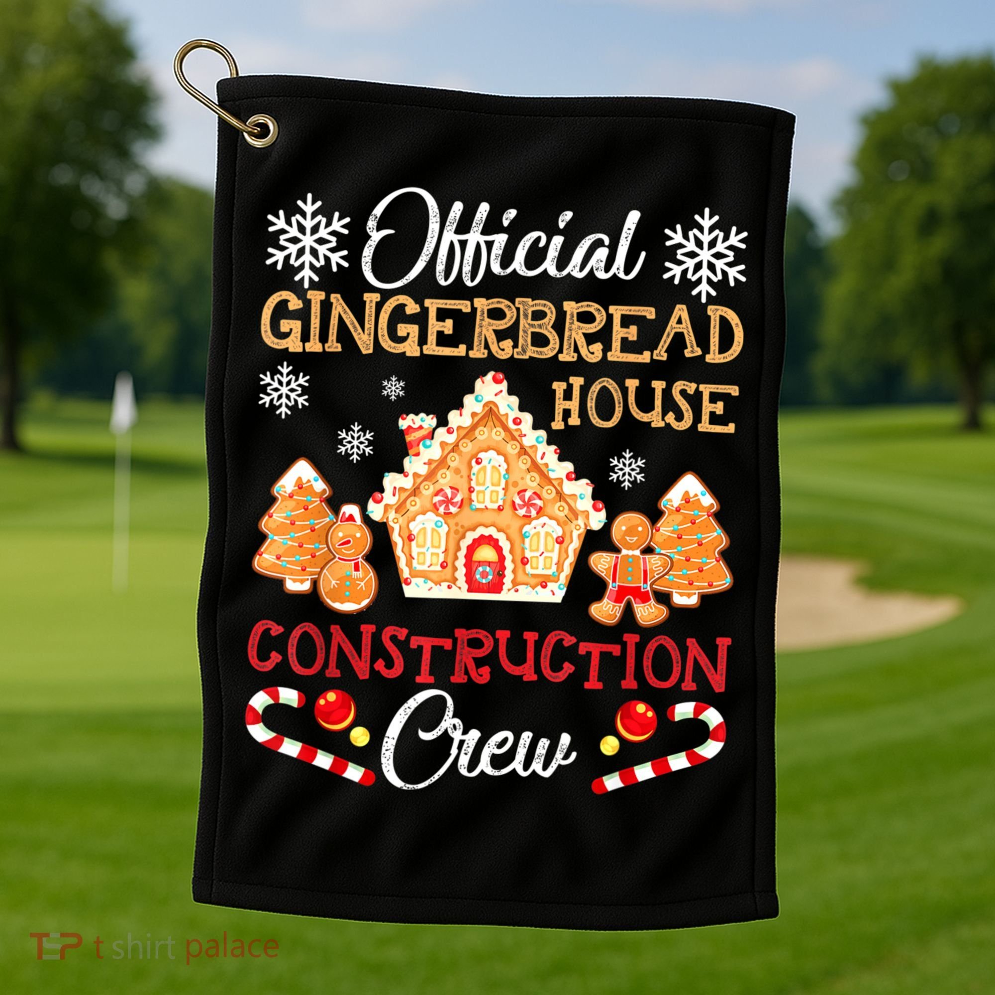 Gingerbread House Construction Crew Gingerbread Golf Towel