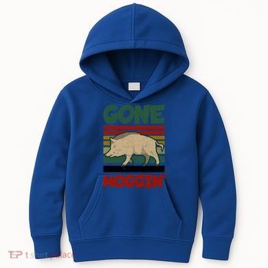 Gone Hoggin Design Boar Hunting Gift Kids Hoodie