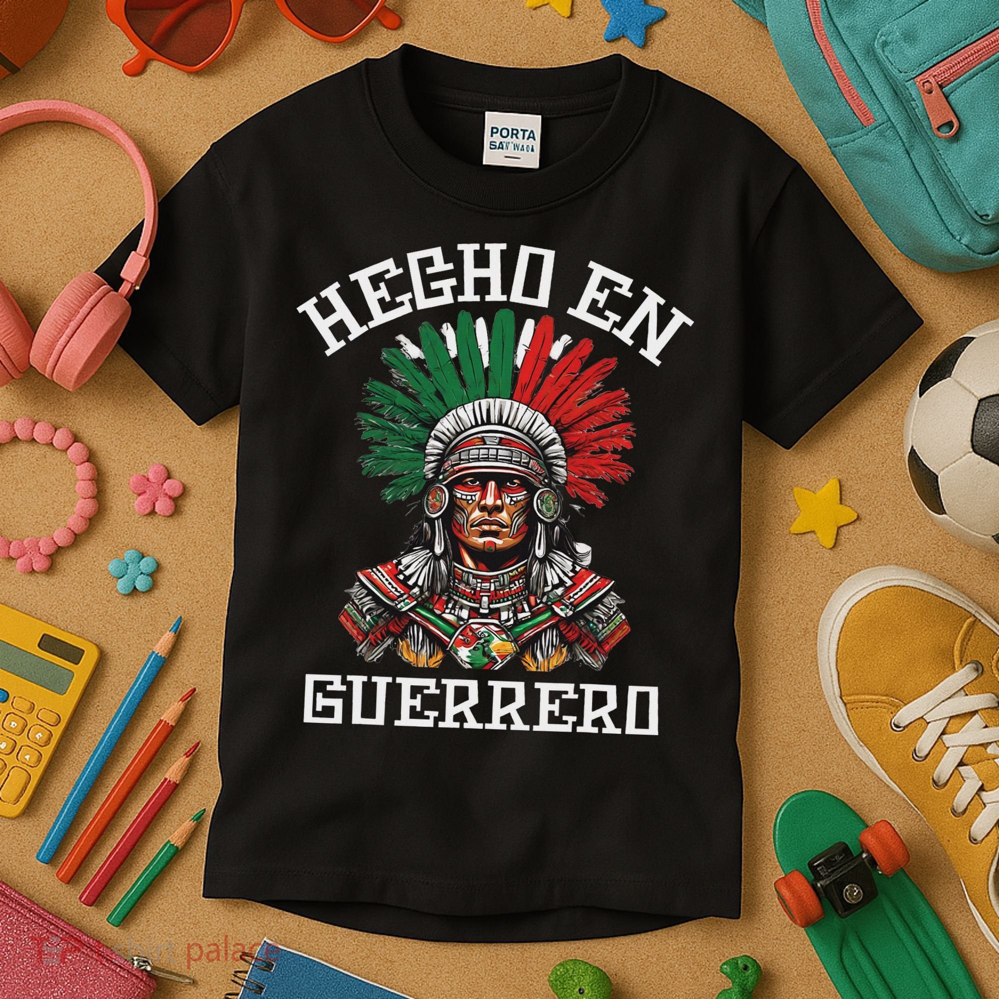 Guerrero Hecho En Guerrero Aztec Warrior Mexico Kids T-Shirt