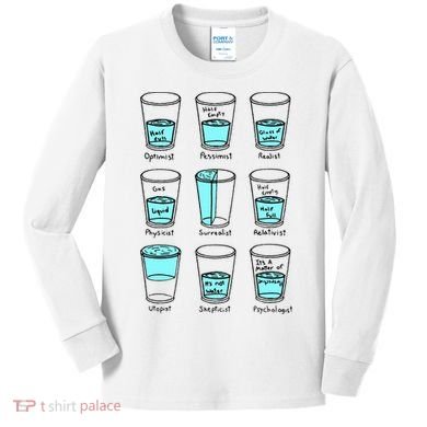 Glass half empty funny meme Psychologist Edition  Kids Long Sleeve Shirt