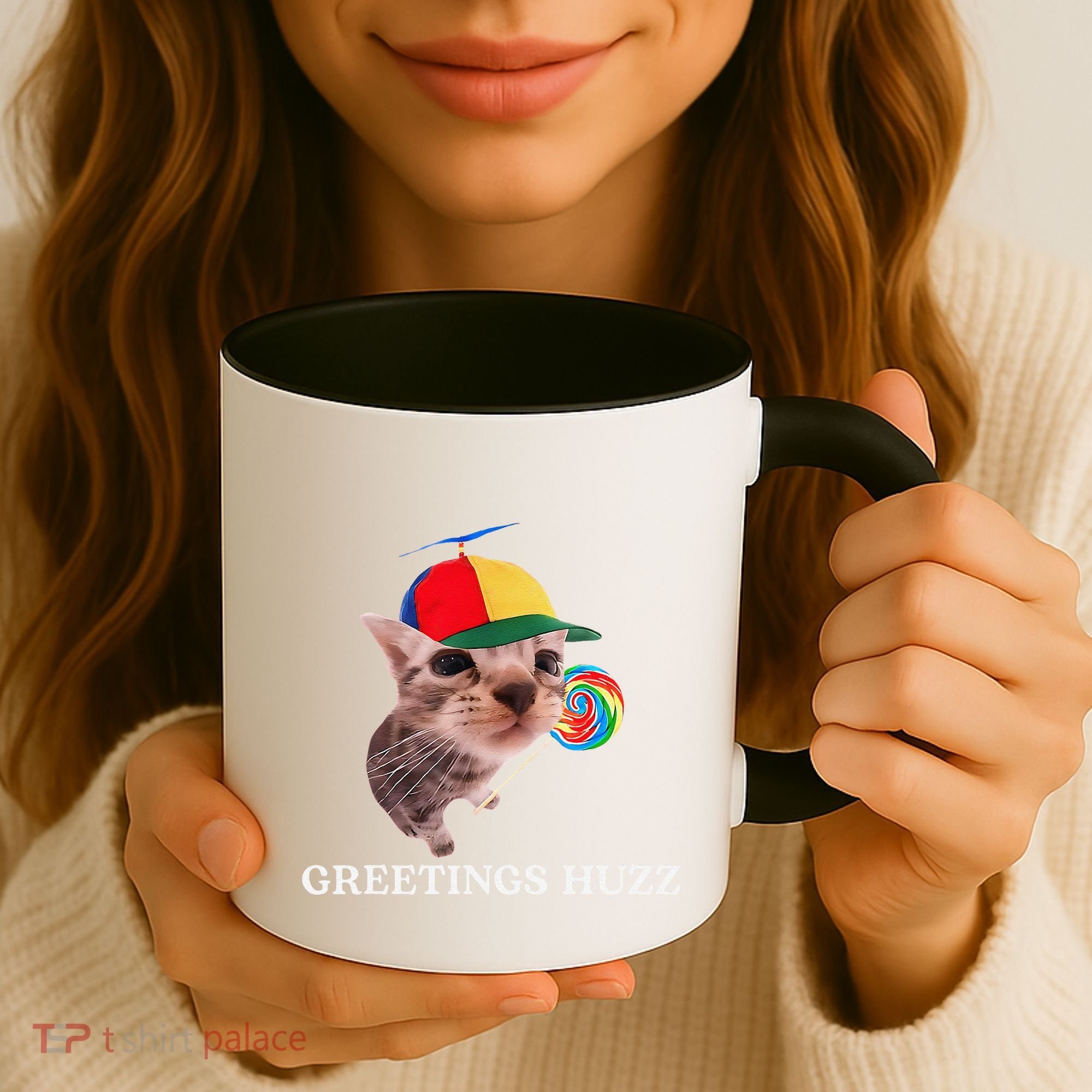 Greetings Huzz Funny Gen Z Gen Alpha Slang Silly Cat Meme Coffee Mug