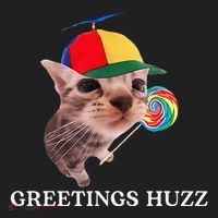 Greetings Huzz Funny Gen Z Gen Alpha Slang Silly Cat Meme Beanie thumb 2