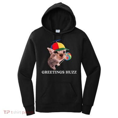 Greetings Huzz Funny Gen Z Gen Alpha Slang Silly Cat Meme Women's Hoodie