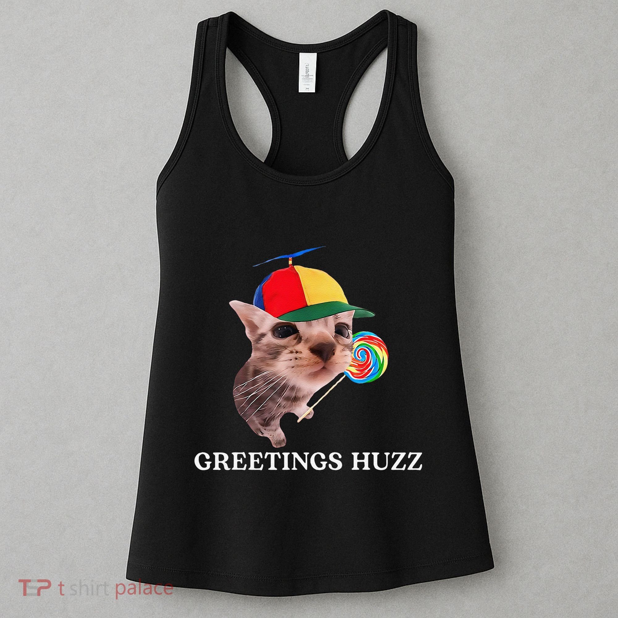 Greetings Huzz Funny Gen Z Gen Alpha Slang Silly Cat Meme Women's Tank Top