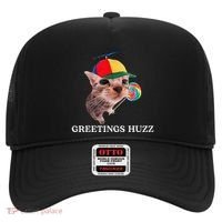 Greetings Huzz Funny Gen Z Gen Alpha Slang Silly Cat Meme Hat thumb 0