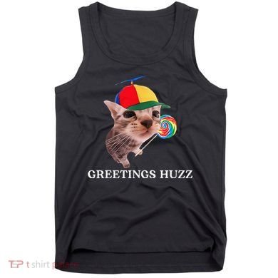 Greetings Huzz Funny Gen Z Gen Alpha Slang Silly Cat Meme Tank Top