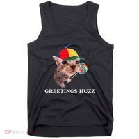 Greetings Huzz Funny Gen Z Gen Alpha Slang Silly Cat Meme Tank Top thumb 0