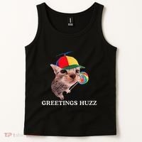 Greetings Huzz Funny Gen Z Gen Alpha Slang Silly Cat Meme Tank Top thumb 2