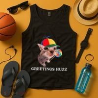 Greetings Huzz Funny Gen Z Gen Alpha Slang Silly Cat Meme Tank Top thumb 4