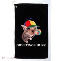 Greetings Huzz Funny Gen Z Gen Alpha Slang Silly Cat Meme Golf Towel thumb 0