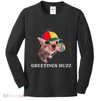 Greetings Huzz Funny Gen Z Gen Alpha Slang Silly Cat Meme Kids Long Sleeve Shirt thumb 0