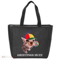 Greetings Huzz Funny Gen Z Gen Alpha Slang Silly Cat Meme Tote Bag thumb 0
