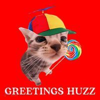 Greetings Huzz Funny Gen Z Gen Alpha Slang Silly Cat Meme Santa Hat thumb 1