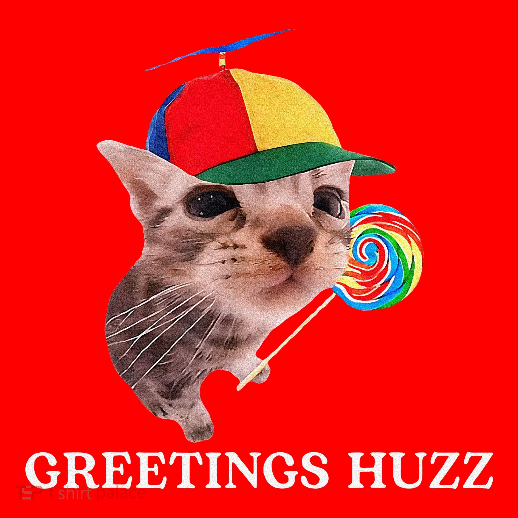 Greetings Huzz Funny Gen Z Gen Alpha Slang Silly Cat Meme Santa Hat