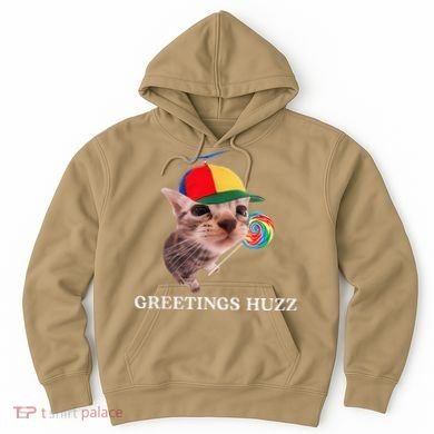 Greetings Huzz Funny Gen Z Gen Alpha Slang Silly Cat Meme Hoodie