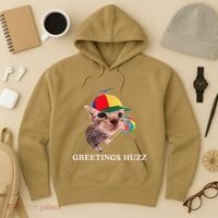 Greetings Huzz Funny Gen Z Gen Alpha Slang Silly Cat Meme Hoodie thumb 3