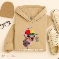 Greetings Huzz Funny Gen Z Gen Alpha Slang Silly Cat Meme Hoodie thumb 4