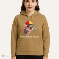 Greetings Huzz Funny Gen Z Gen Alpha Slang Silly Cat Meme Hoodie thumb 5