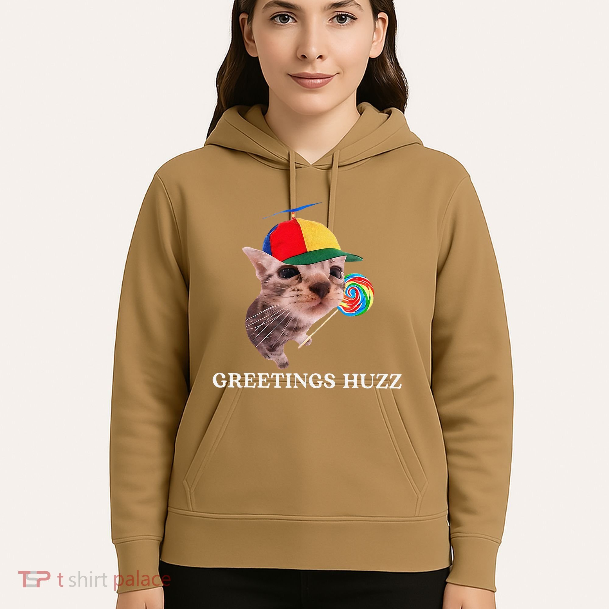 Greetings Huzz Funny Gen Z Gen Alpha Slang Silly Cat Meme Hoodie