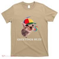 Greetings Huzz Funny Gen Z Gen Alpha Slang Silly Cat Meme T-Shirt thumb 0