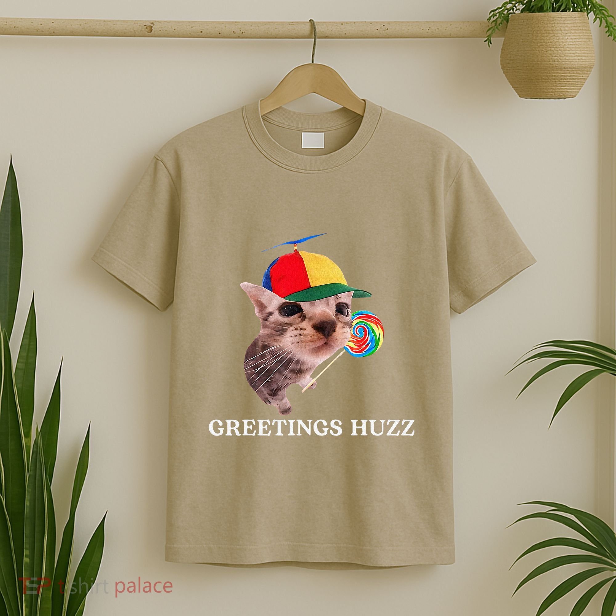 Greetings Huzz Funny Gen Z Gen Alpha Slang Silly Cat Meme T-Shirt