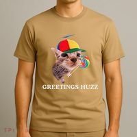 Greetings Huzz Funny Gen Z Gen Alpha Slang Silly Cat Meme T-Shirt thumb 3
