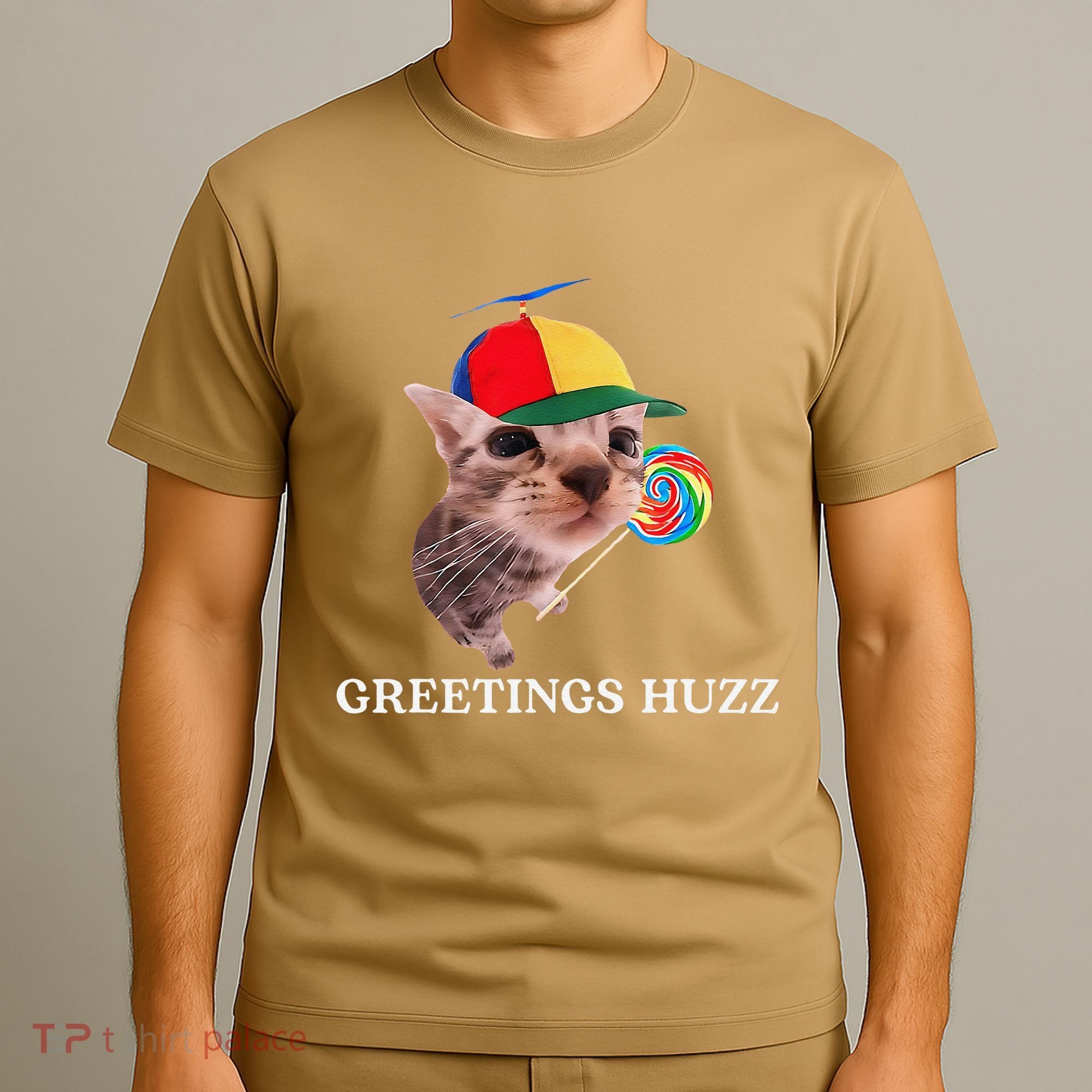 Greetings Huzz Funny Gen Z Gen Alpha Slang Silly Cat Meme T-Shirt