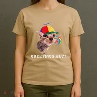 Greetings Huzz Funny Gen Z Gen Alpha Slang Silly Cat Meme T-Shirt thumb 4
