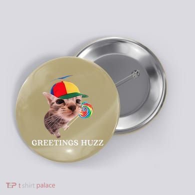 Greetings Huzz Funny Gen Z Gen Alpha Slang Silly Cat Meme Button