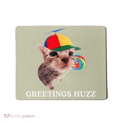 Greetings Huzz Funny Gen Z Gen Alpha Slang Silly Cat Meme Mousepad