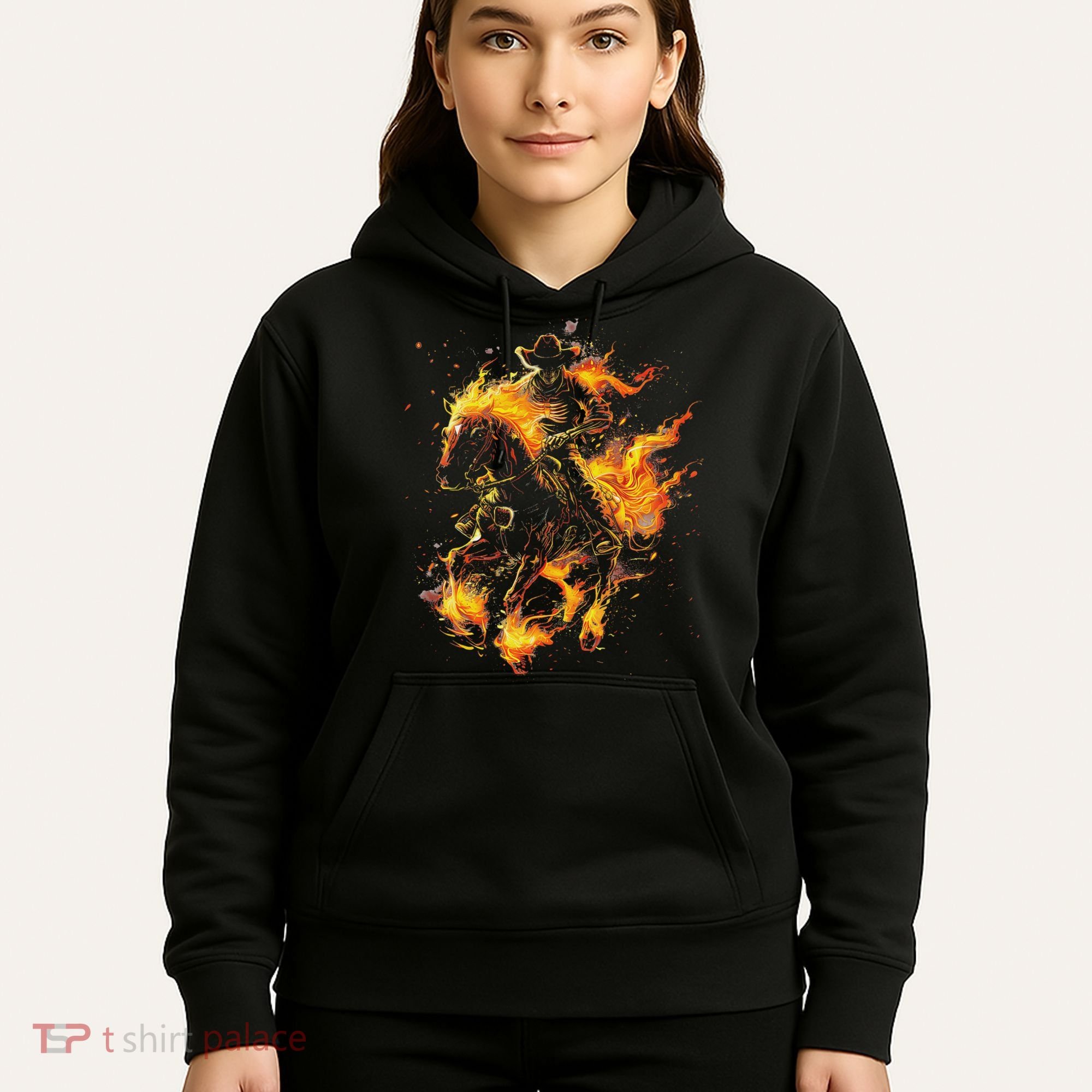 Ghost Horse Flaming Cowboy  Hoodie